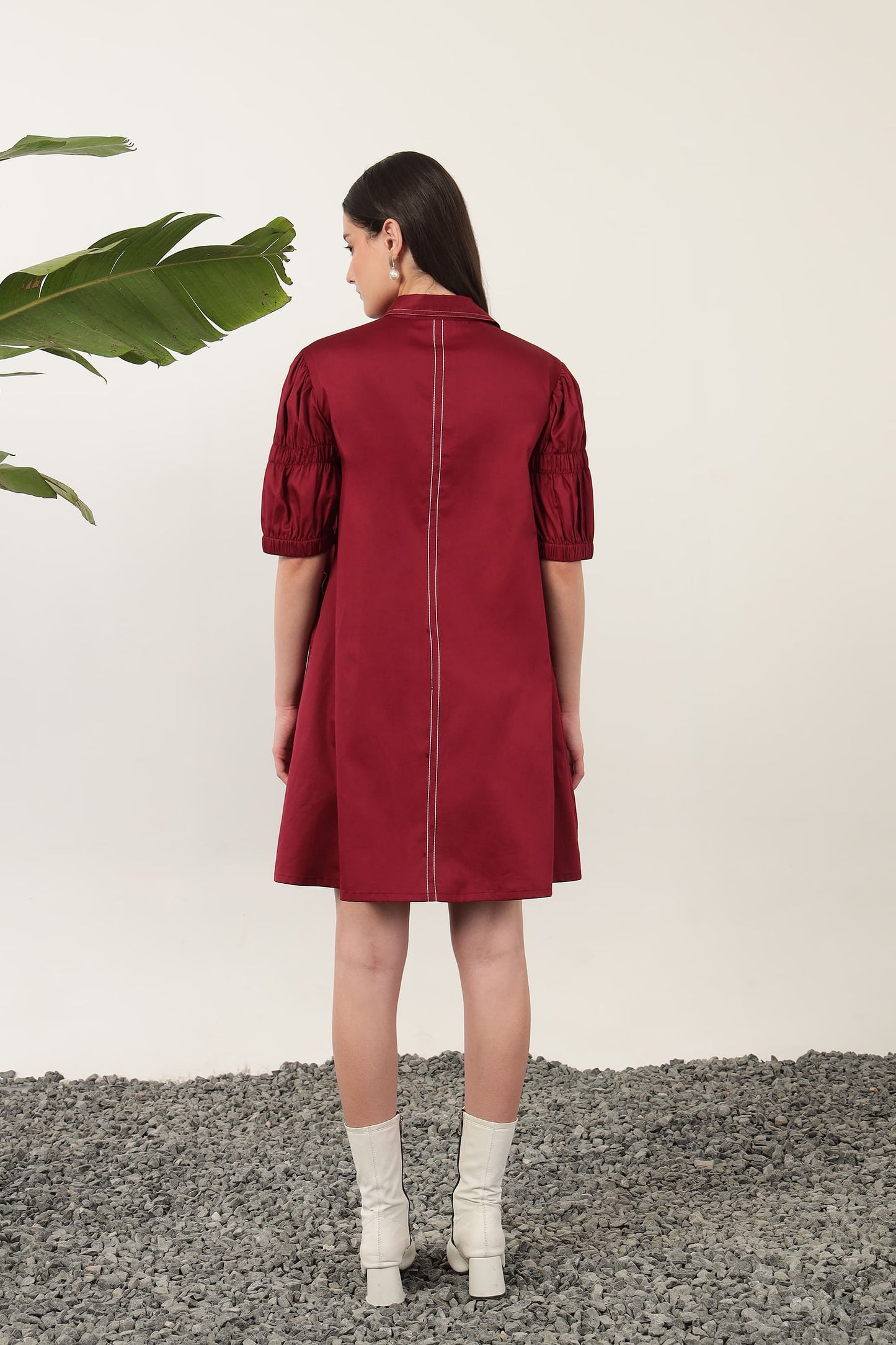 Stella Floral Shirt Dress Burgundy