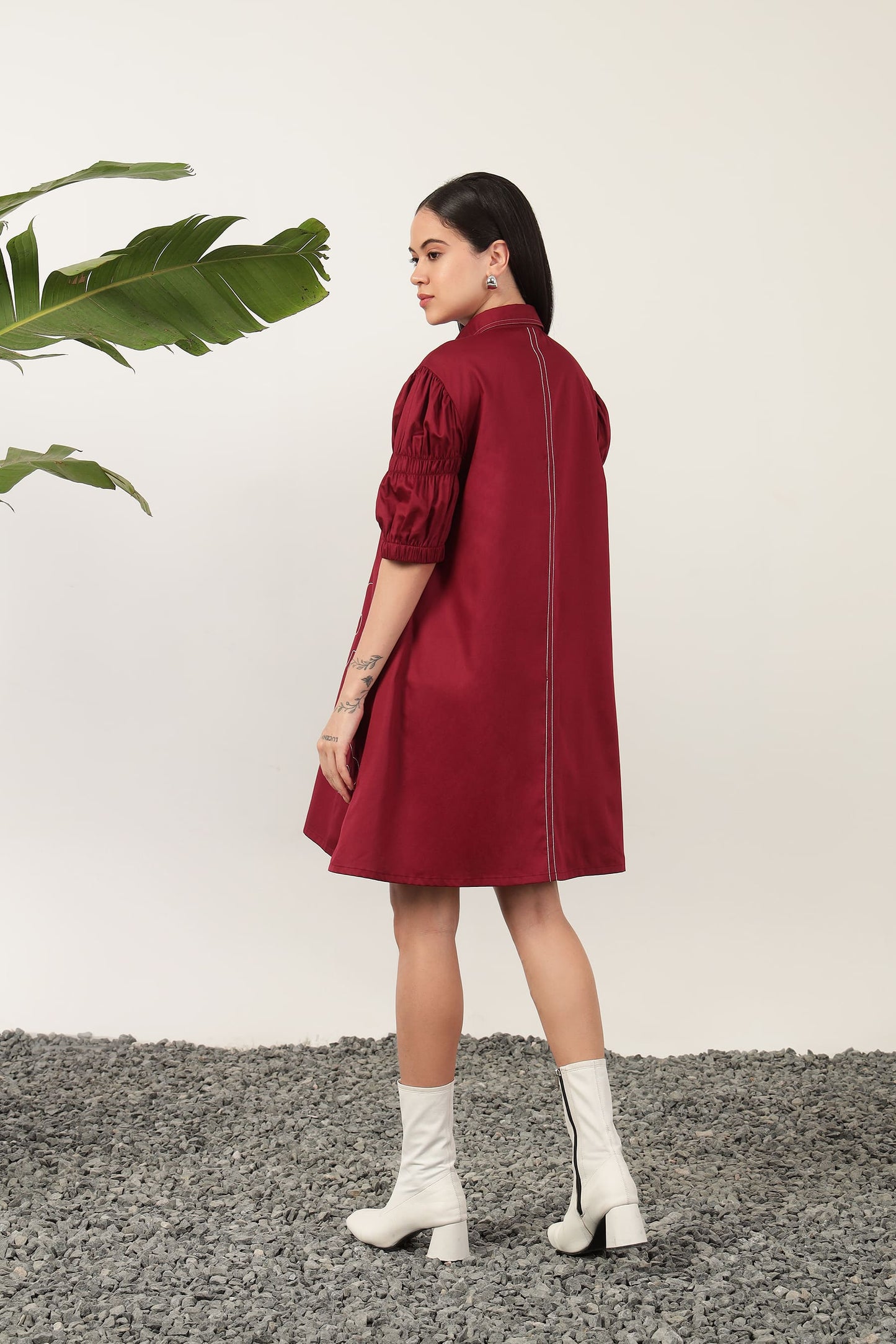 Stella Floral Shirt Dress Burgundy