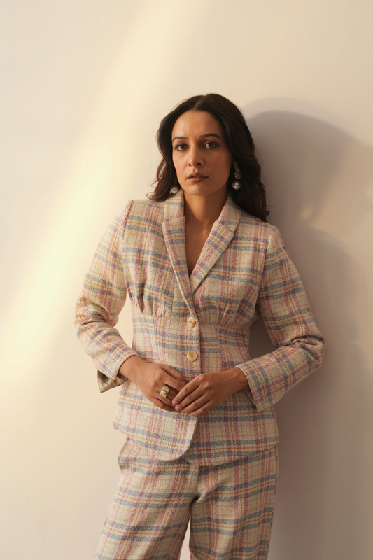 Alison Pink Blue Check Jacket