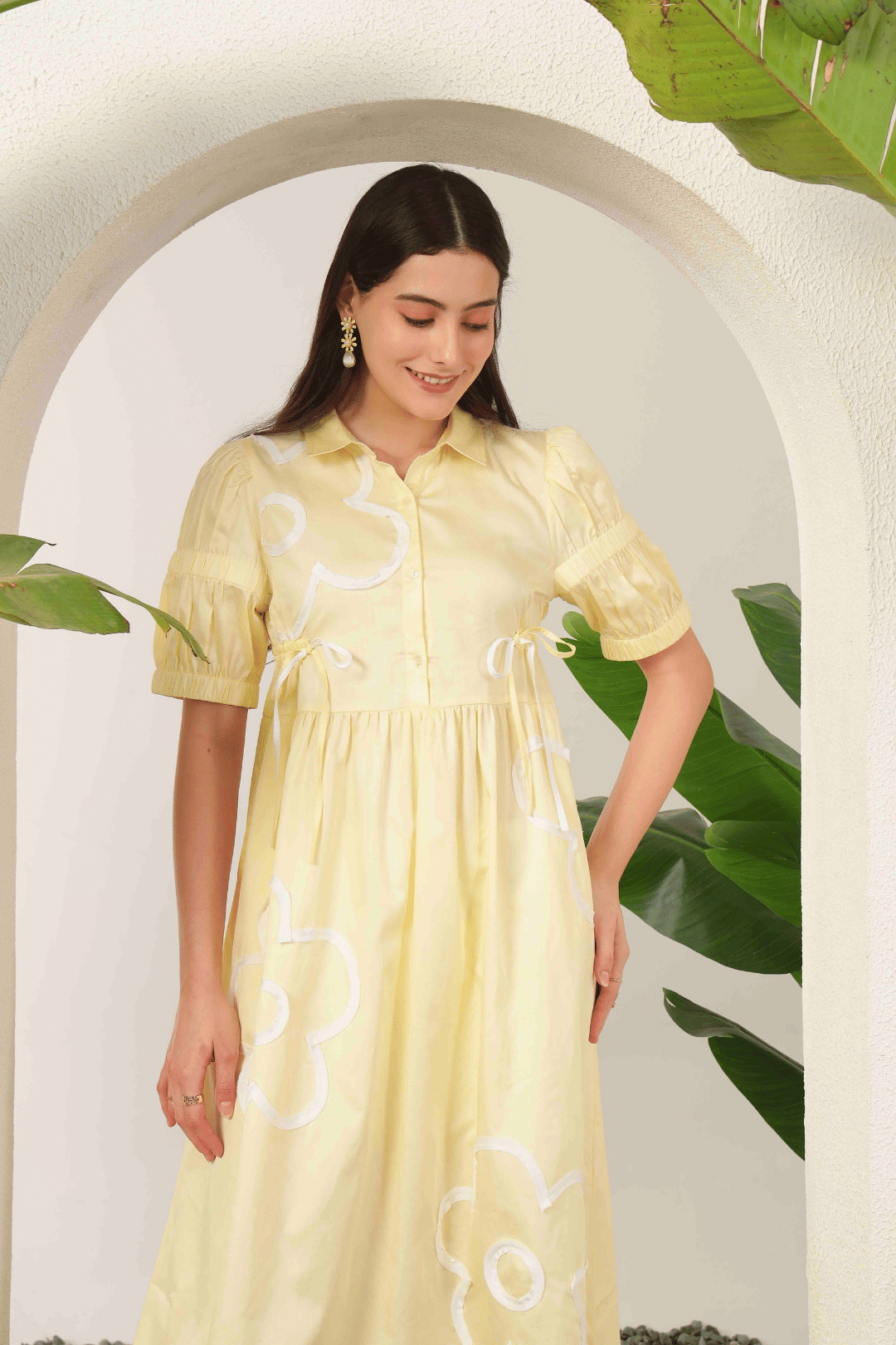 Neema Applique Dress Lemon