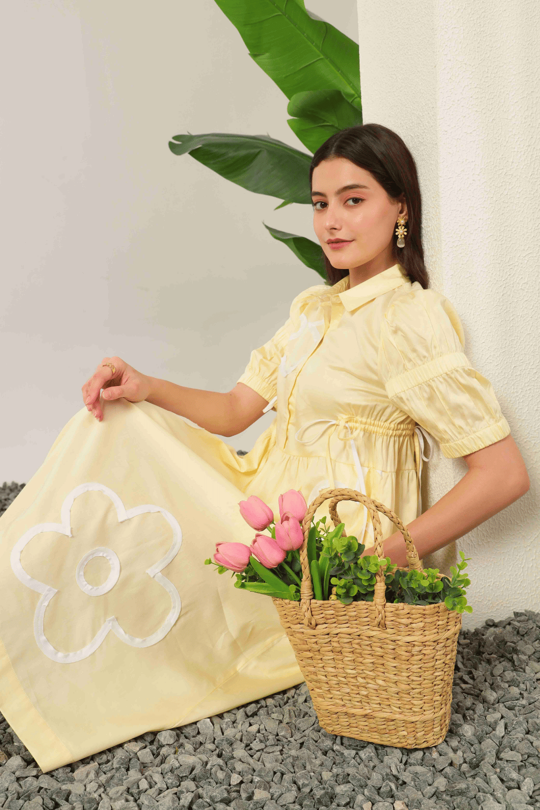 Neema Applique Dress Lemon
