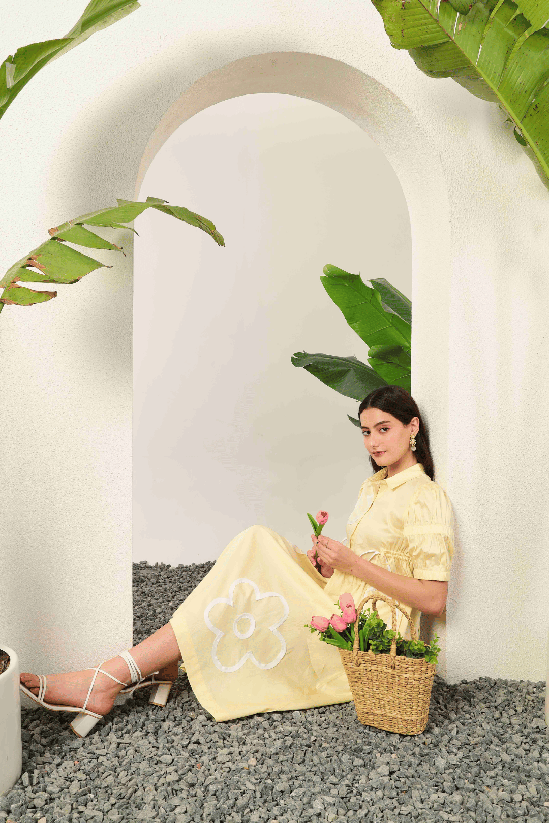 Neema Applique Dress Lemon