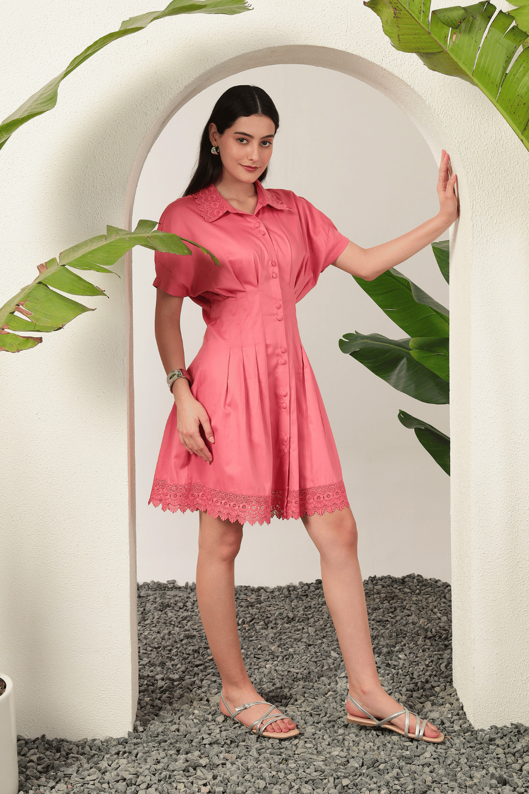 Talia Pleat Dress Pink
