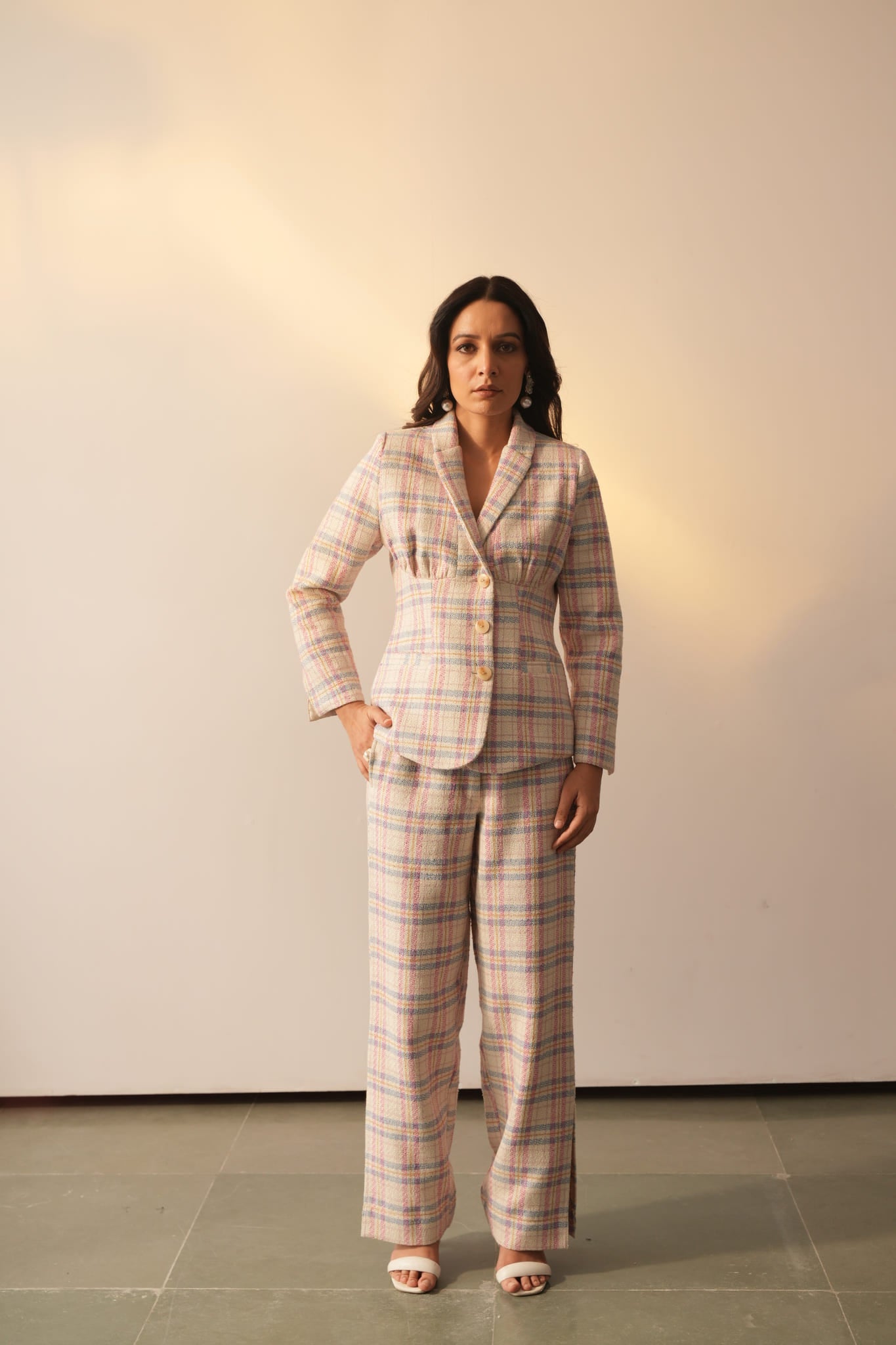 Alison Pink Blue Check Jacket