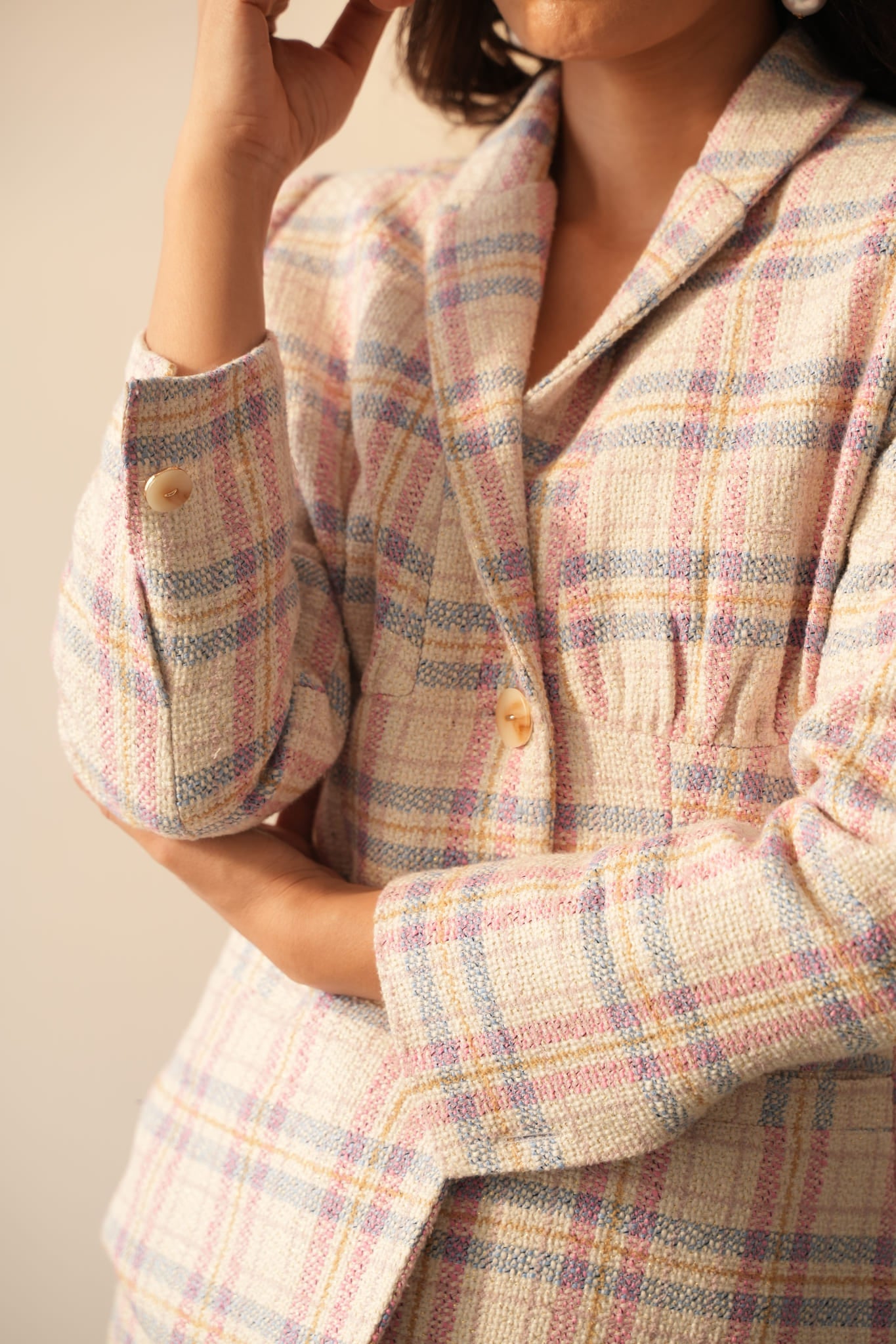 Alison Pink Blue Check Jacket