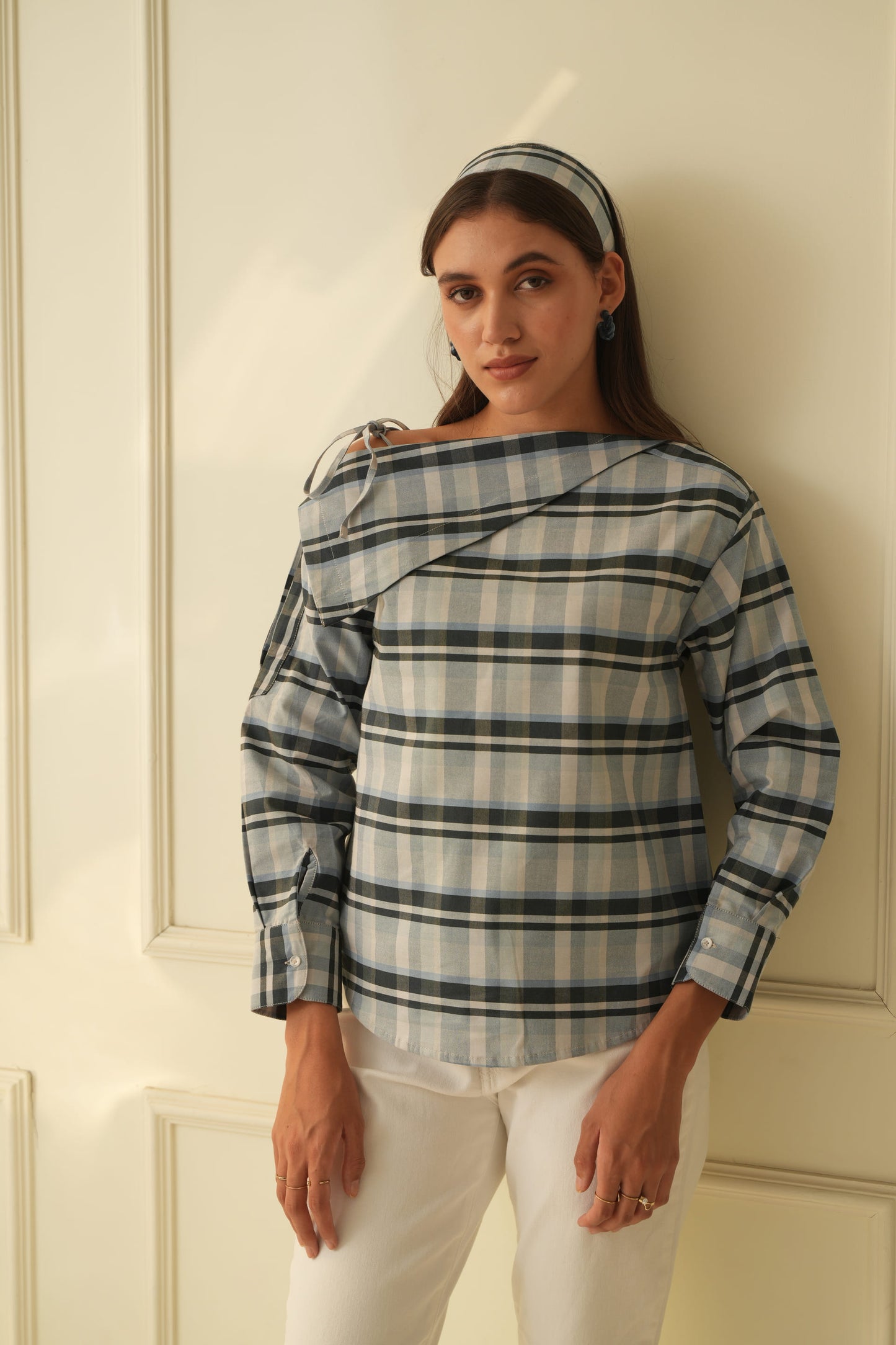 Marie Blue Off Shoulder Top