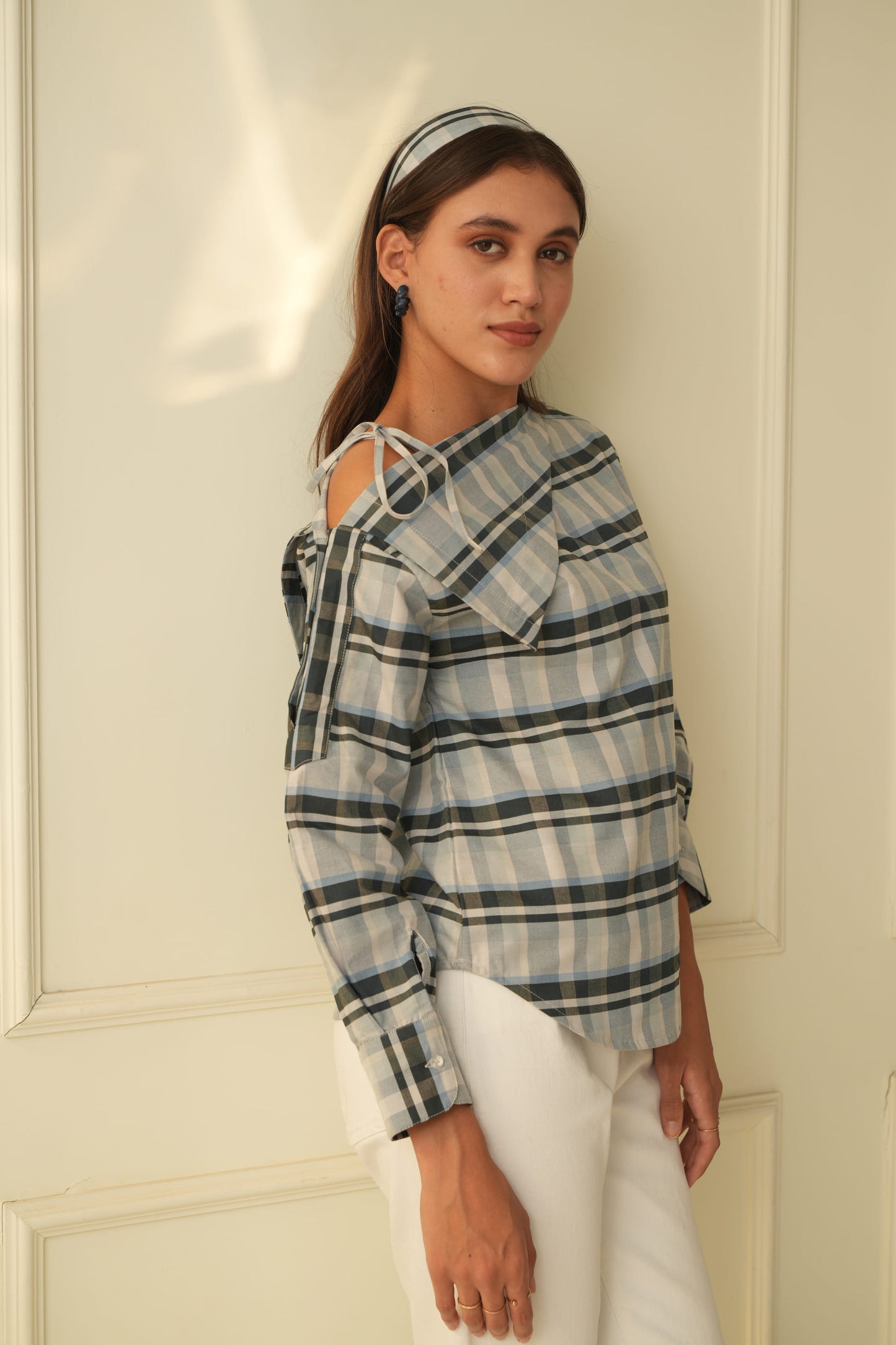 Marie Blue Off Shoulder Top
