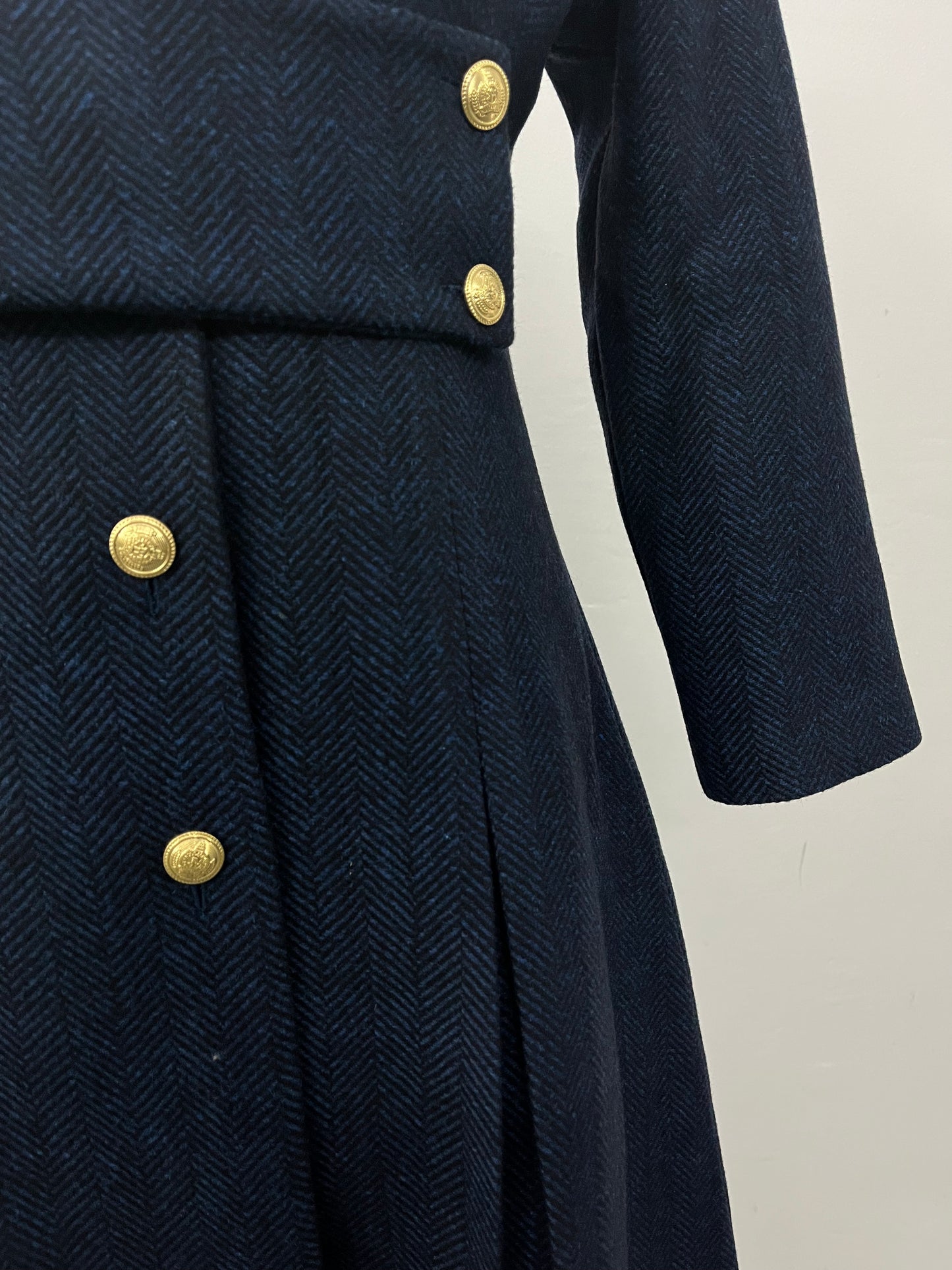 Emily Blue Herrignbone Woollen Dress