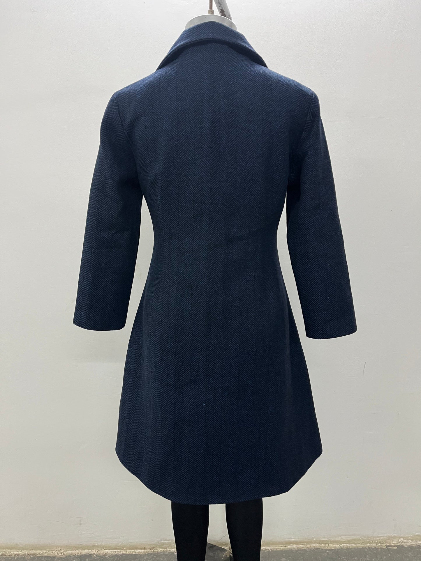 Emily Blue Herrignbone Woollen Dress