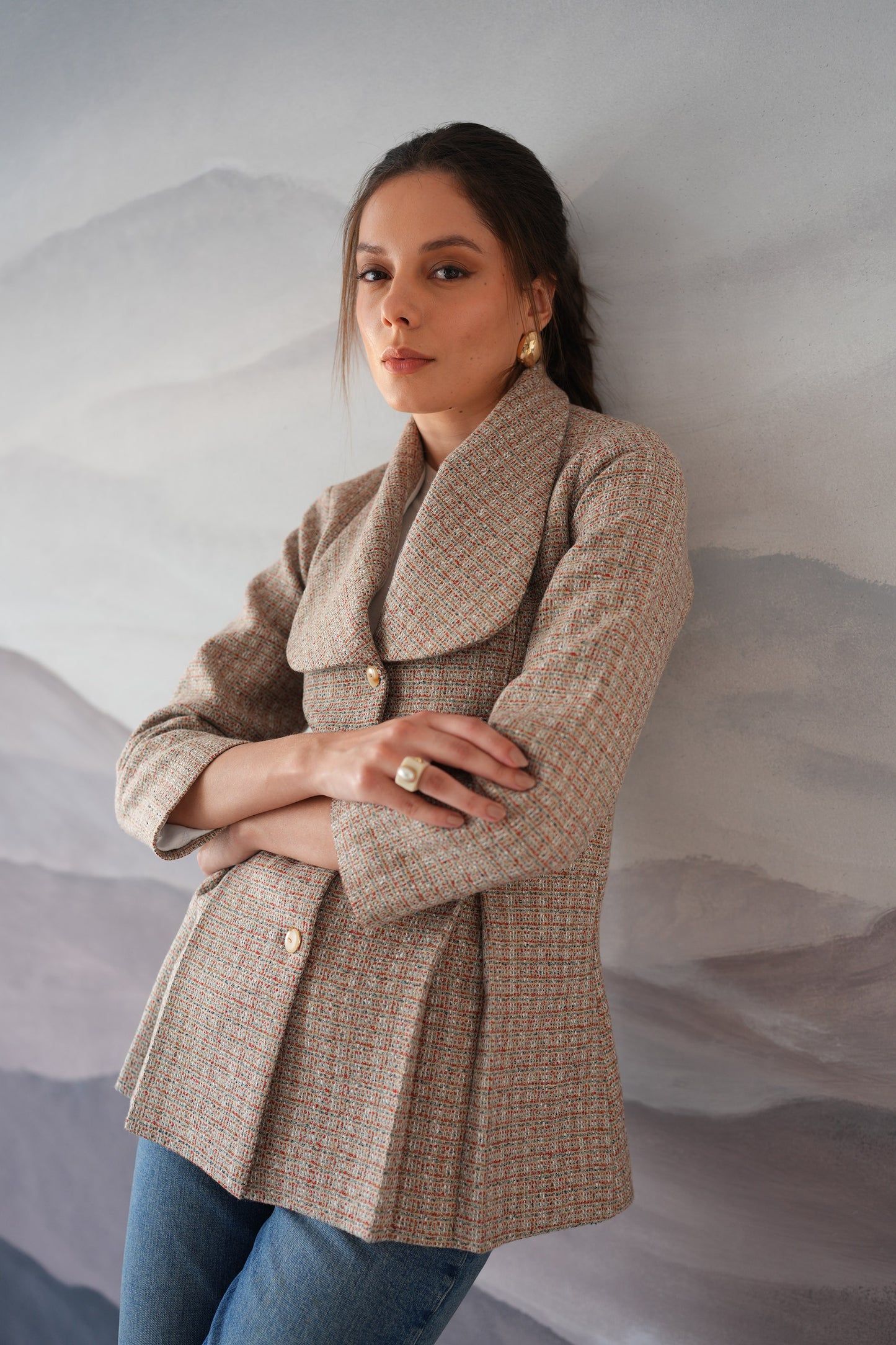 Viena Cream Box Pleat Wool Coat