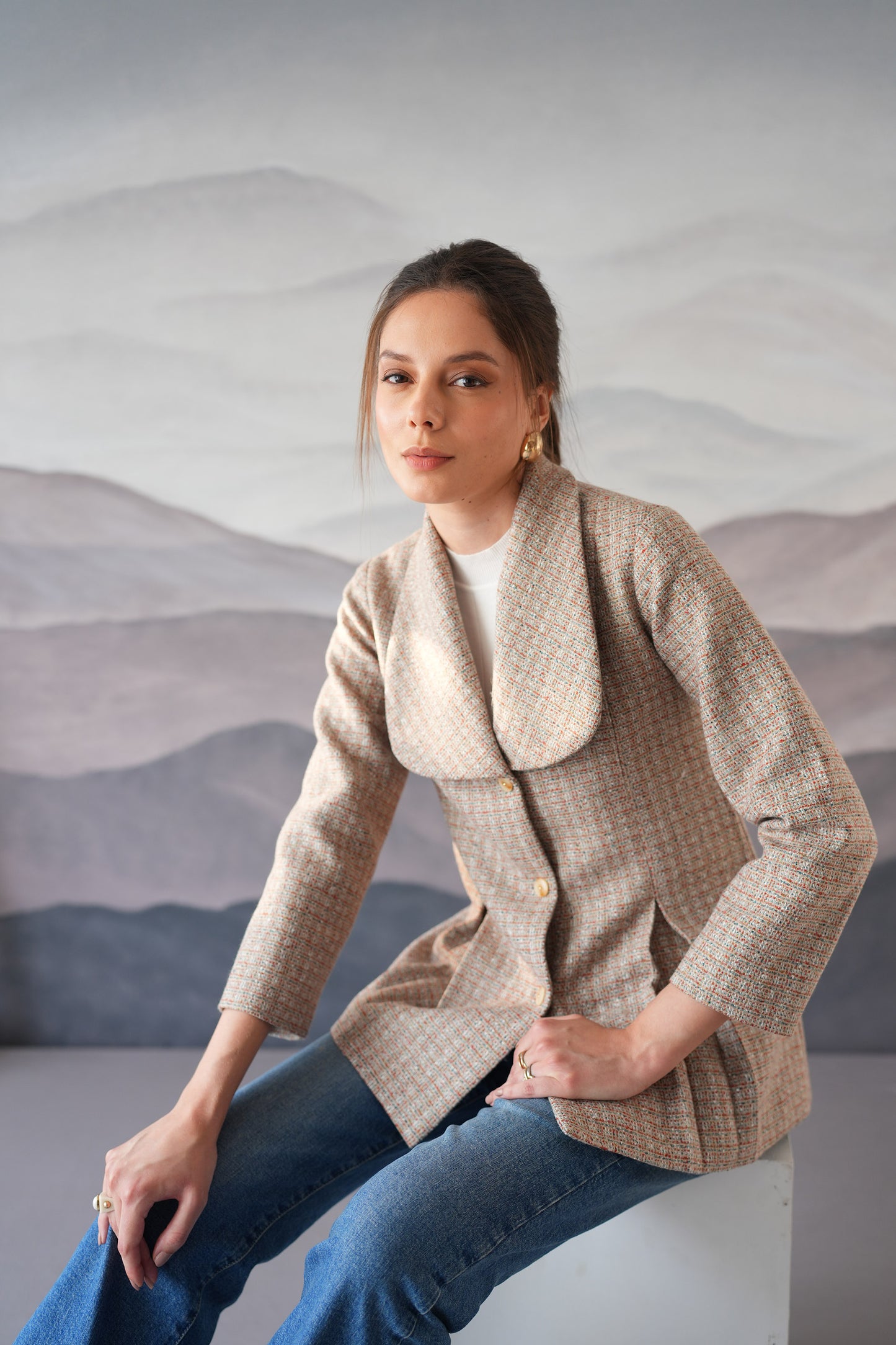 Viena Cream Box Pleat Wool Coat
