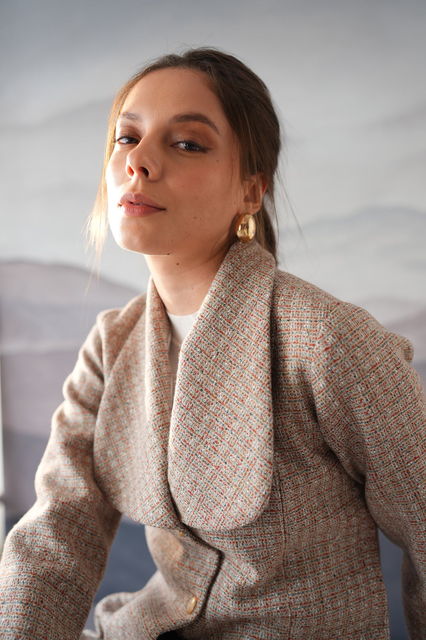 Viena Cream Box Pleat Wool Coat