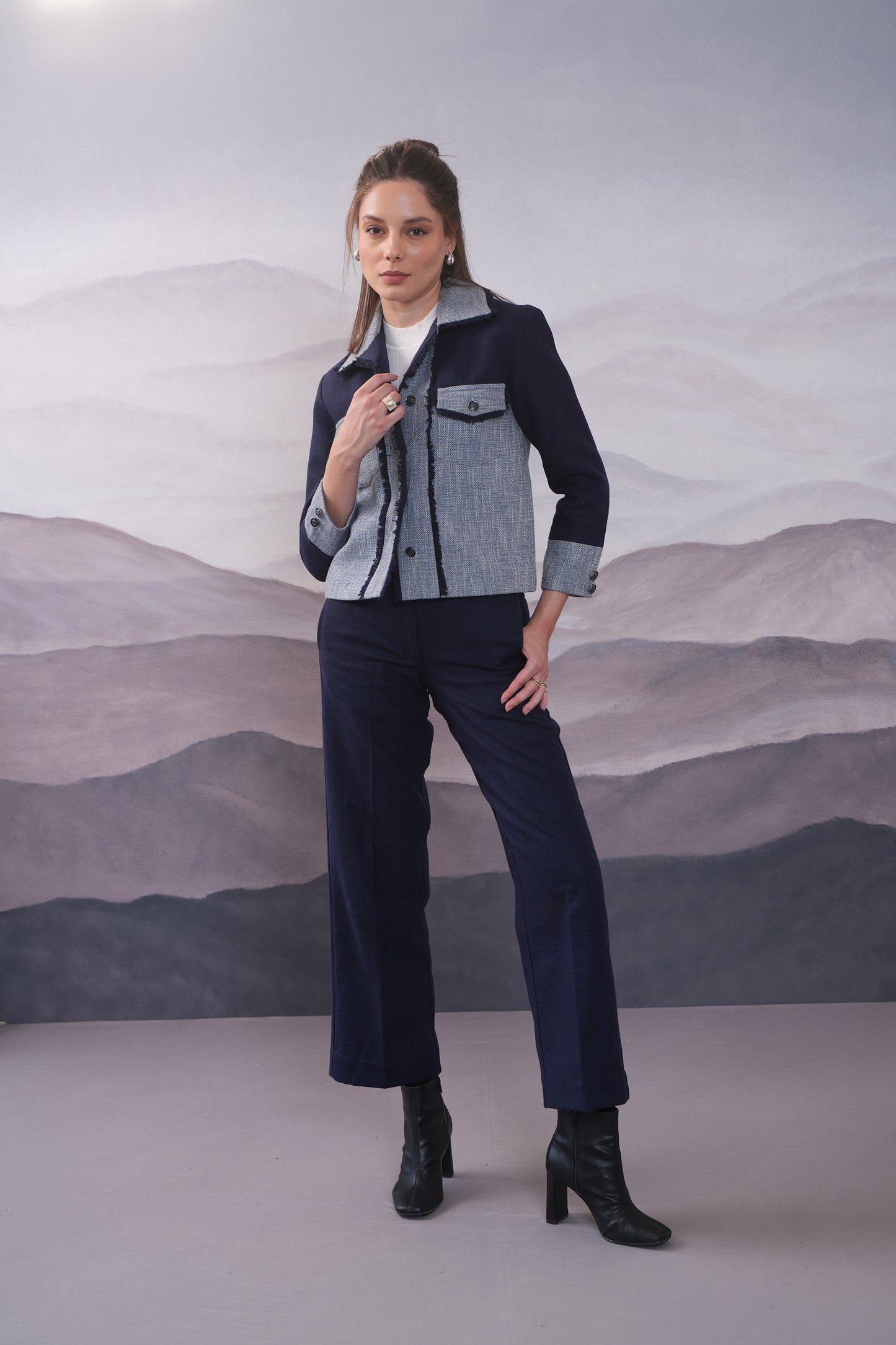 Elle Blue 2 Tone Wool Cordset