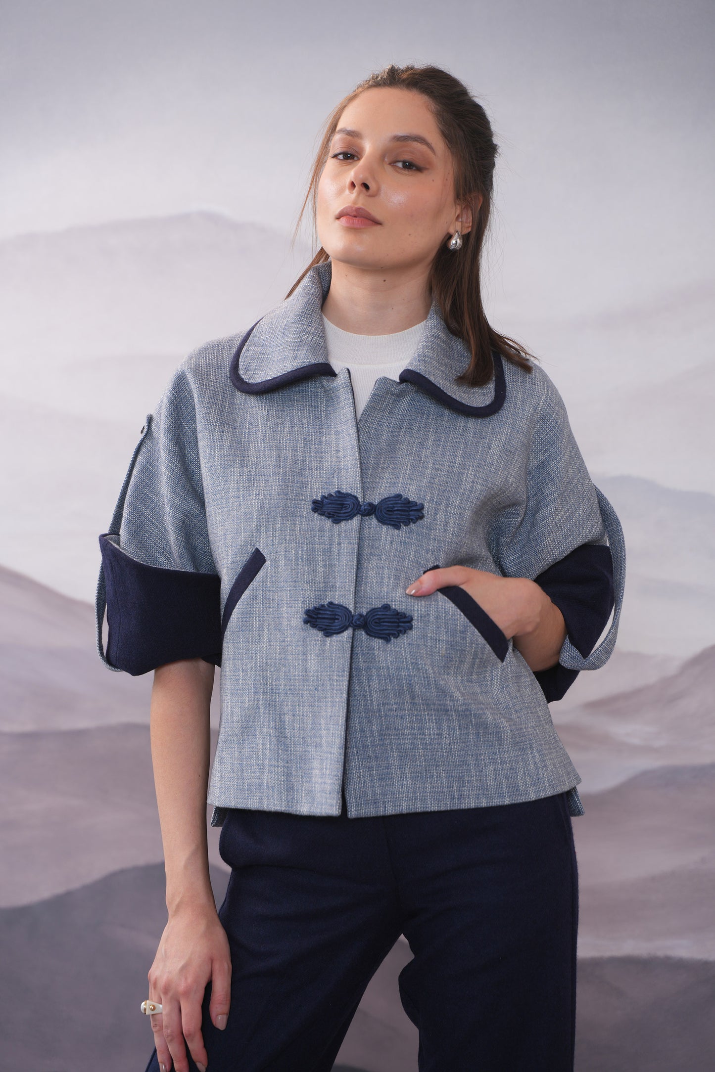 Clair Blue Kimono Cord Set