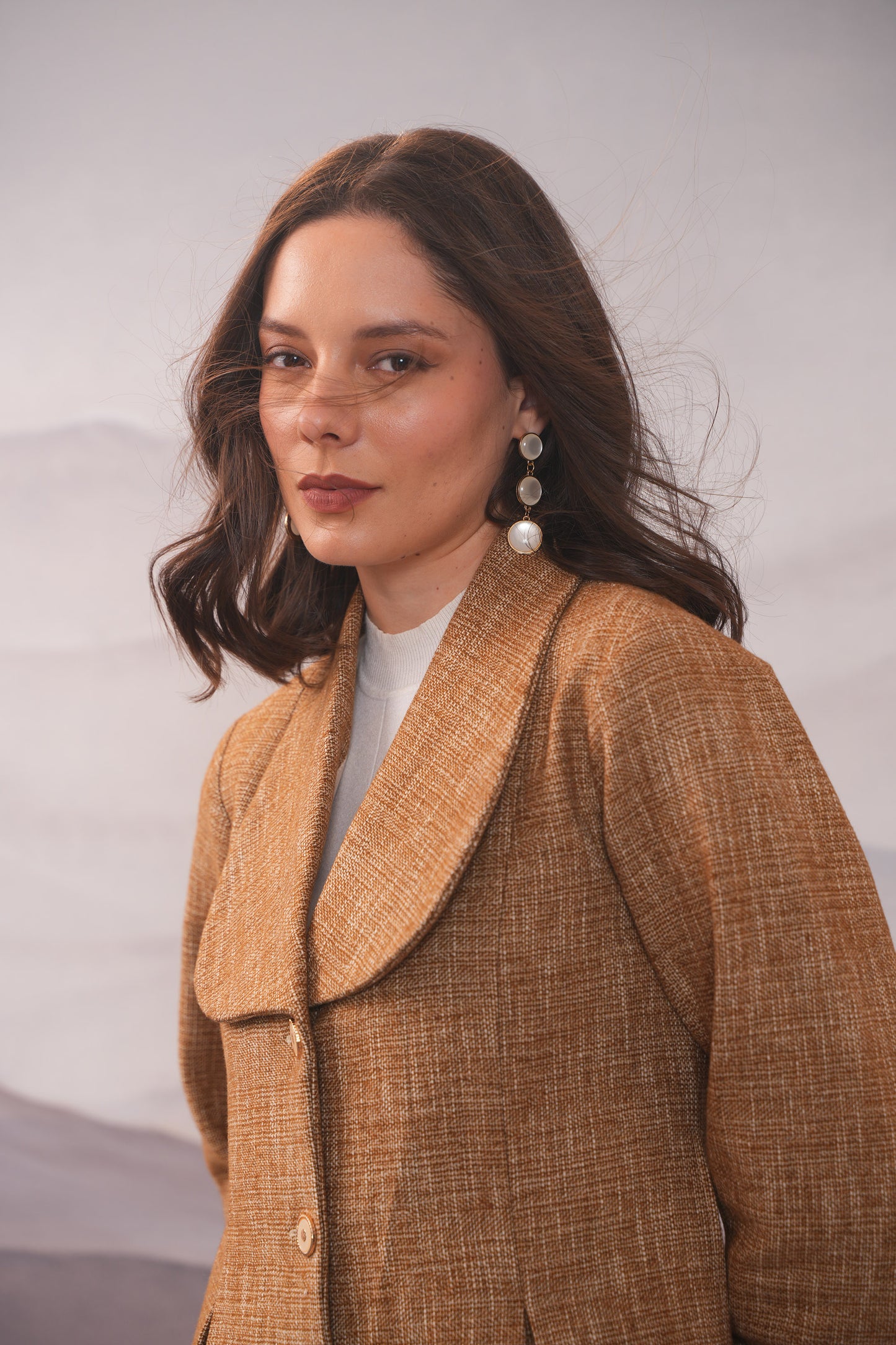 Sophie Mustard Tweed Box Pleat Coat