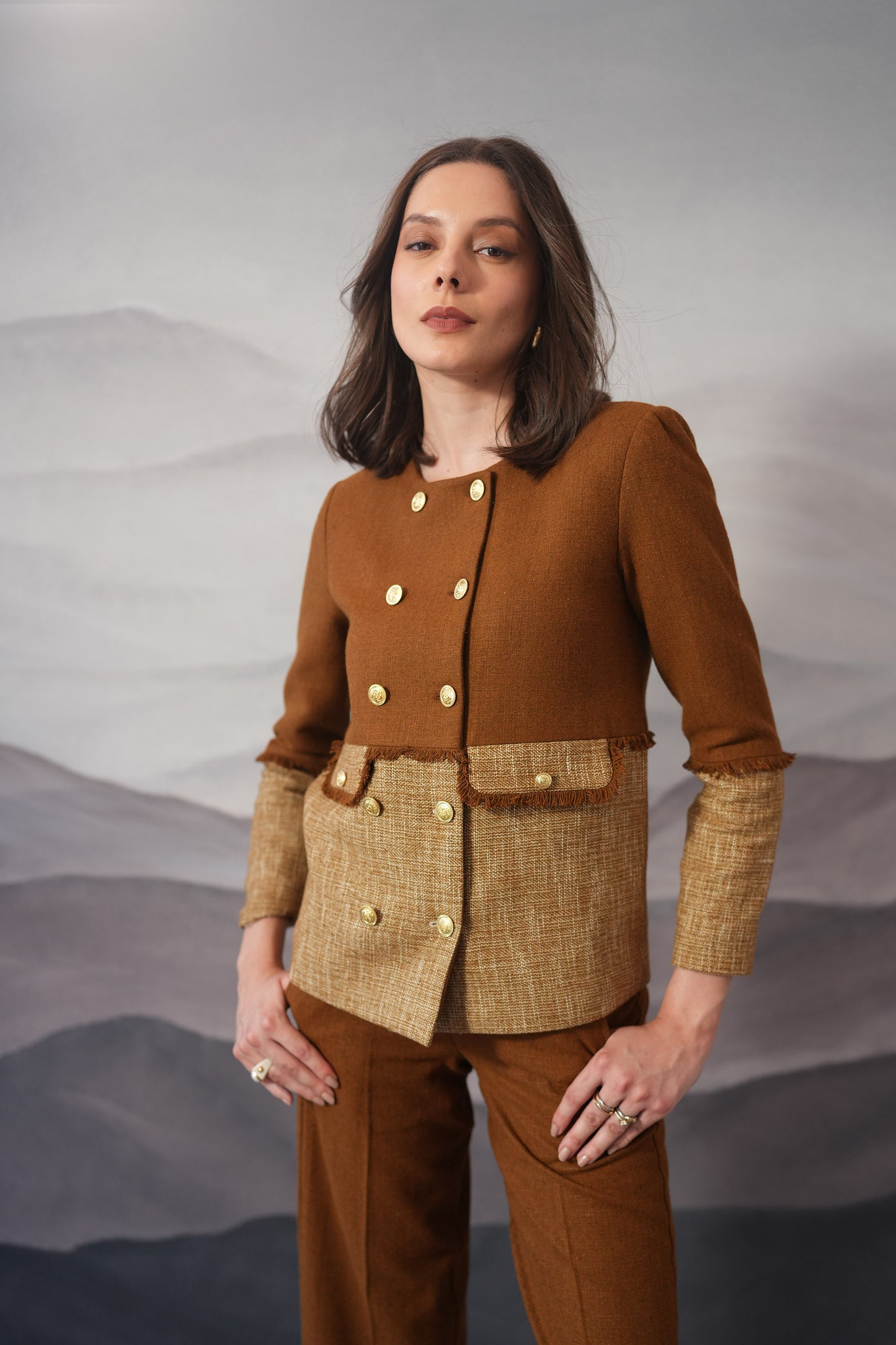 Marie Mustard 2 Tone Coat