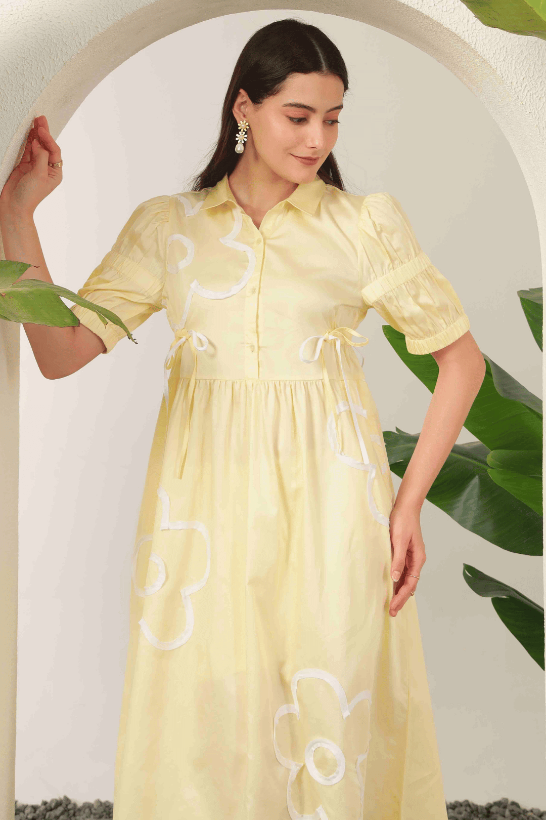 Neema Applique Dress Lemon