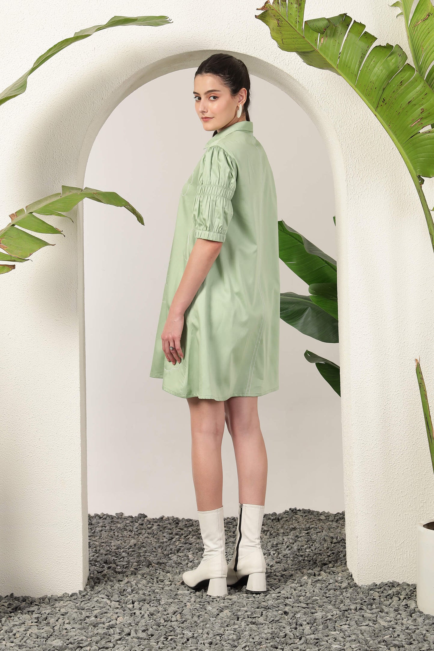 Chiara Shirt Dress Sage Green