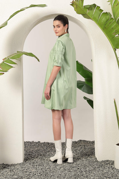 Chiara Shirt Dress Sage Green