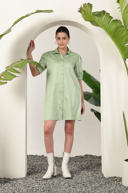 Chiara Shirt Dress Sage Green