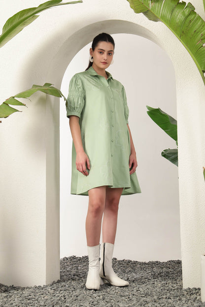 Chiara Shirt Dress Sage Green