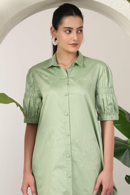 Chiara Shirt Dress Sage Green