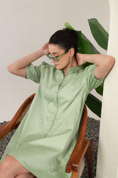 Chiara Shirt Dress Sage Green