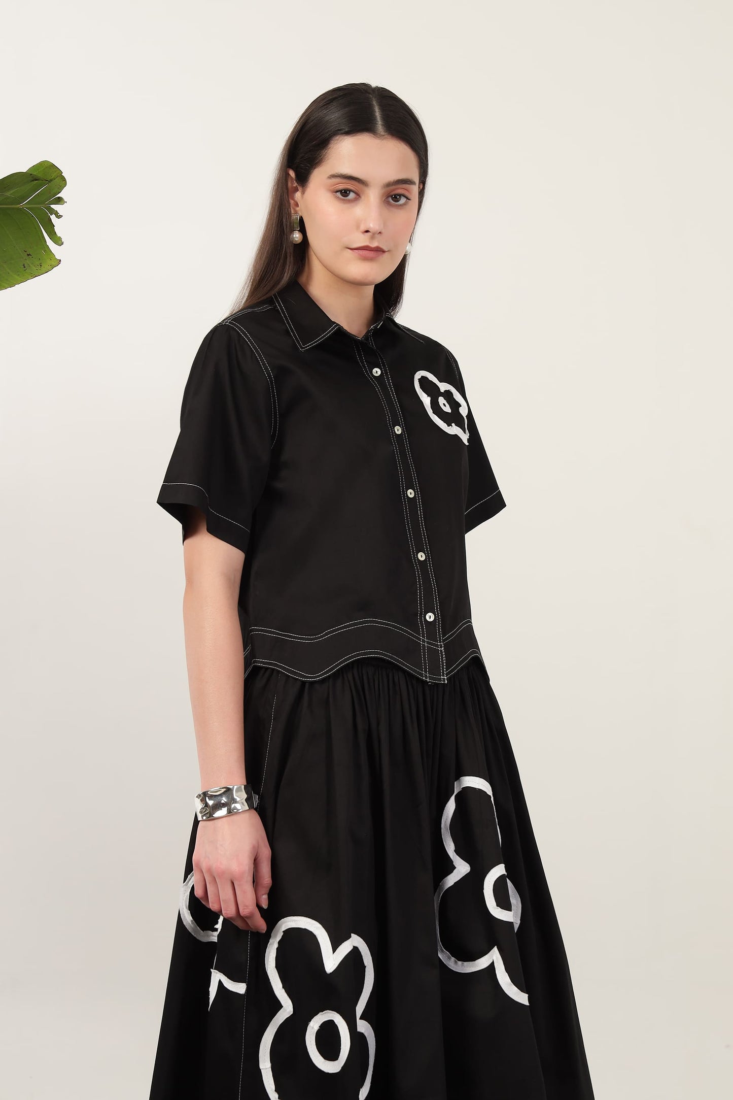 Capri Applique Shirt Black