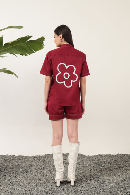 Fiore Applique Cordset Burgundy