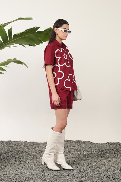Fiore Applique Cordset Burgundy