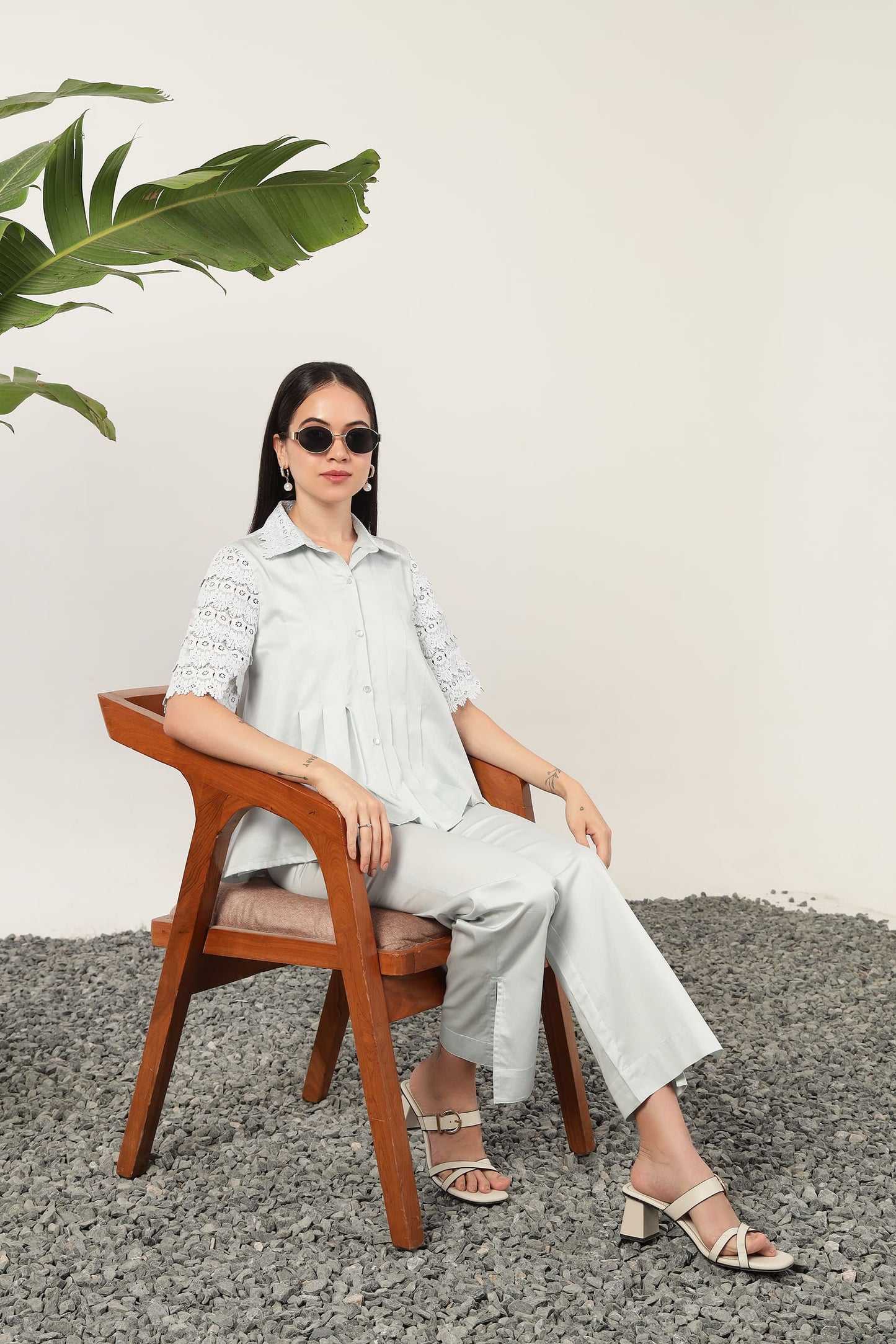 Cielo Pleat Shirt Sky