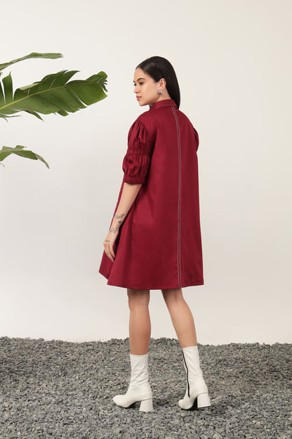 Stella Floral Shirt Dress Burgundy