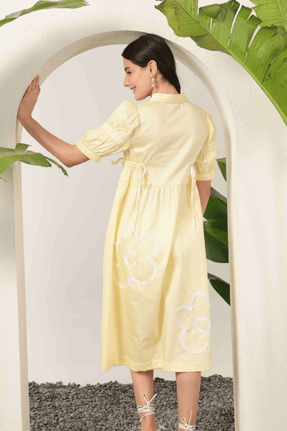 Neema Applique Dress Lemon