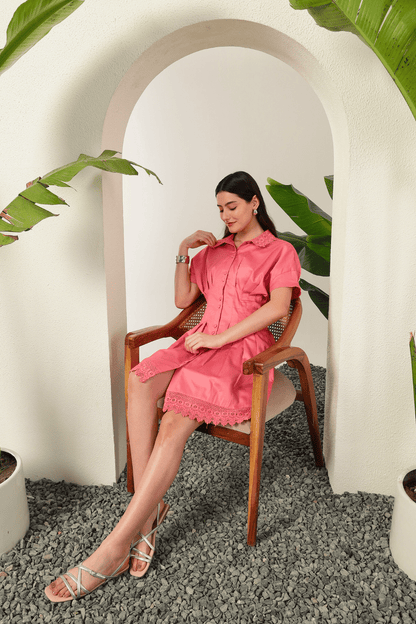 Talia Pleat Dress Pink
