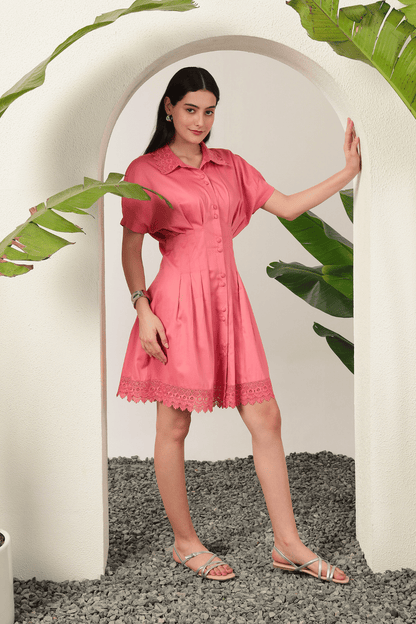 Talia Pleat Dress Pink