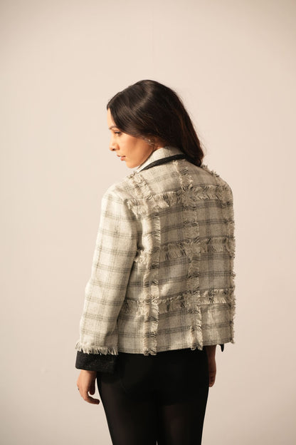 Olivia White Fray Jacket