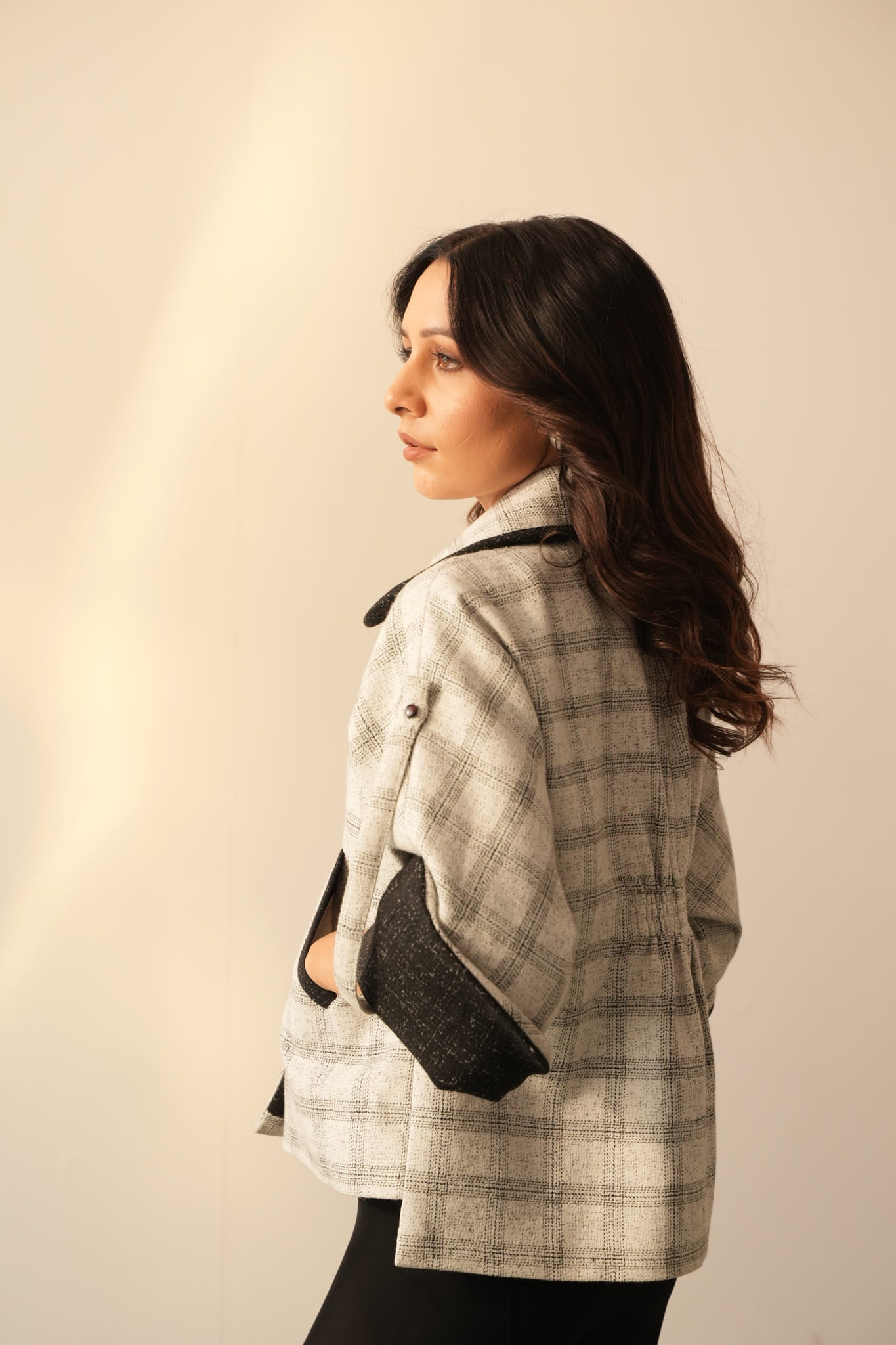 Stacey White Checkered Jacket