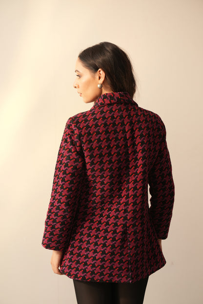 Hannah Red Houndstooth Jacket