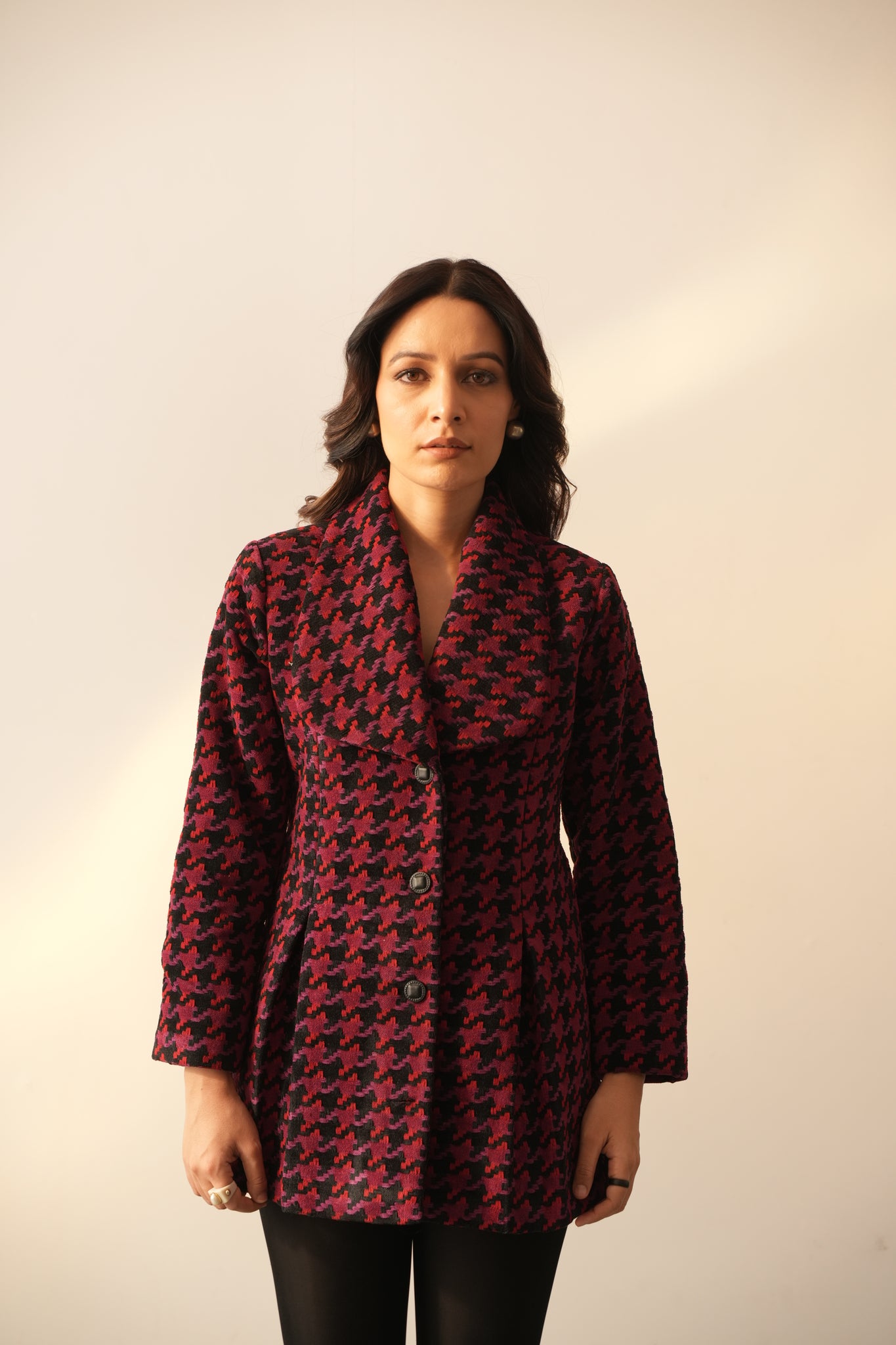 Hannah Red Houndstooth Jacket