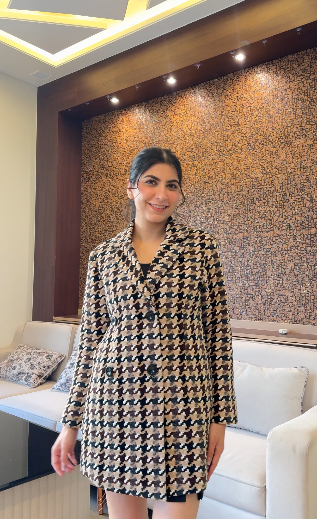 Gabriel Houndstooth Coat Dress