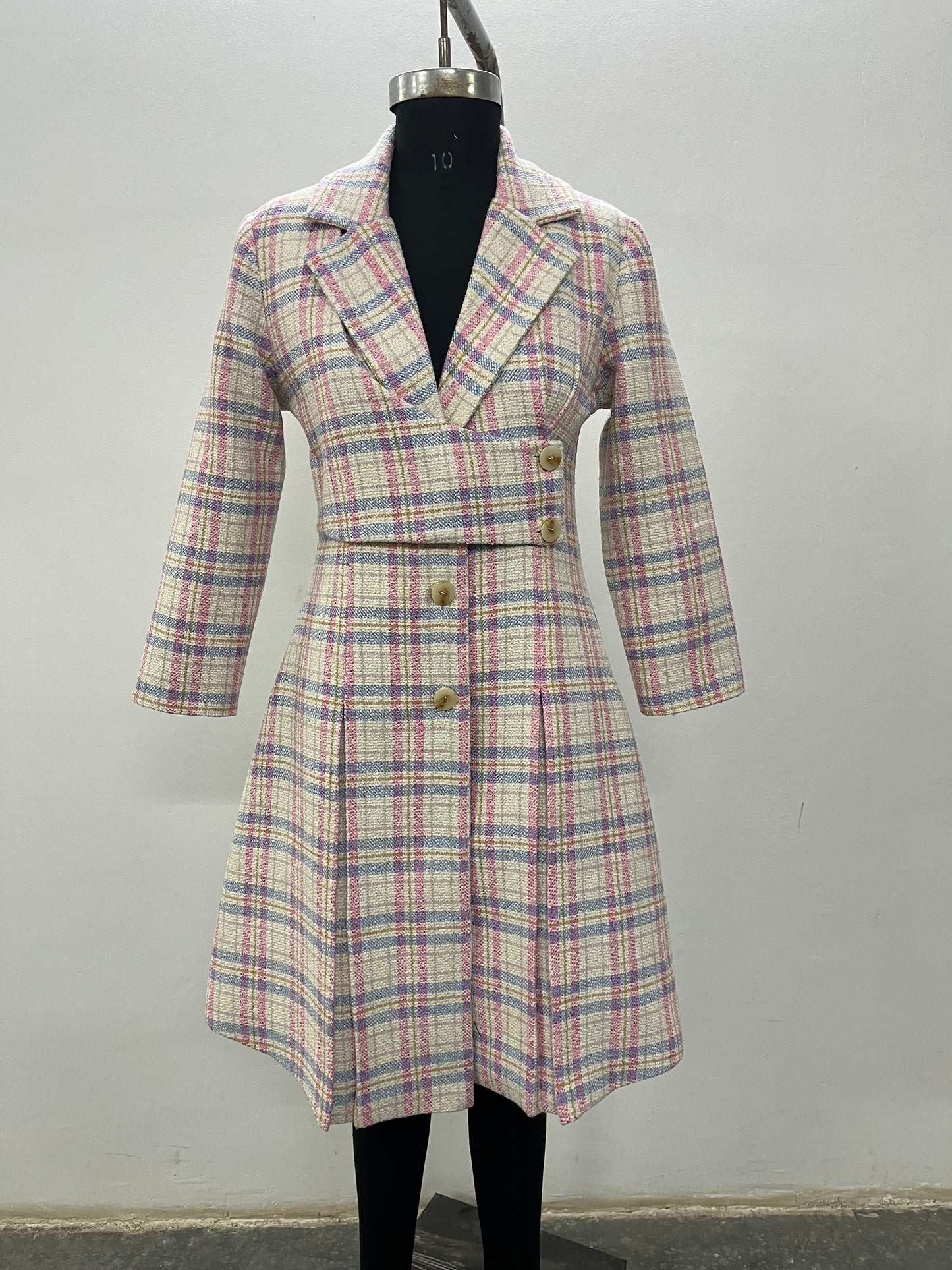 Emily Pink Check Warm Dress