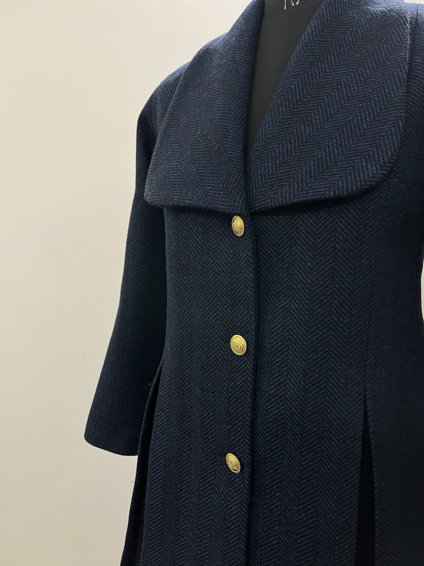 Blare blue round collar woollen jacket