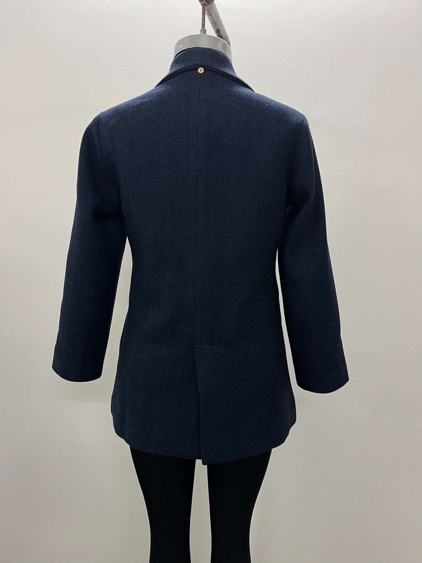 Blare blue round collar woollen jacket