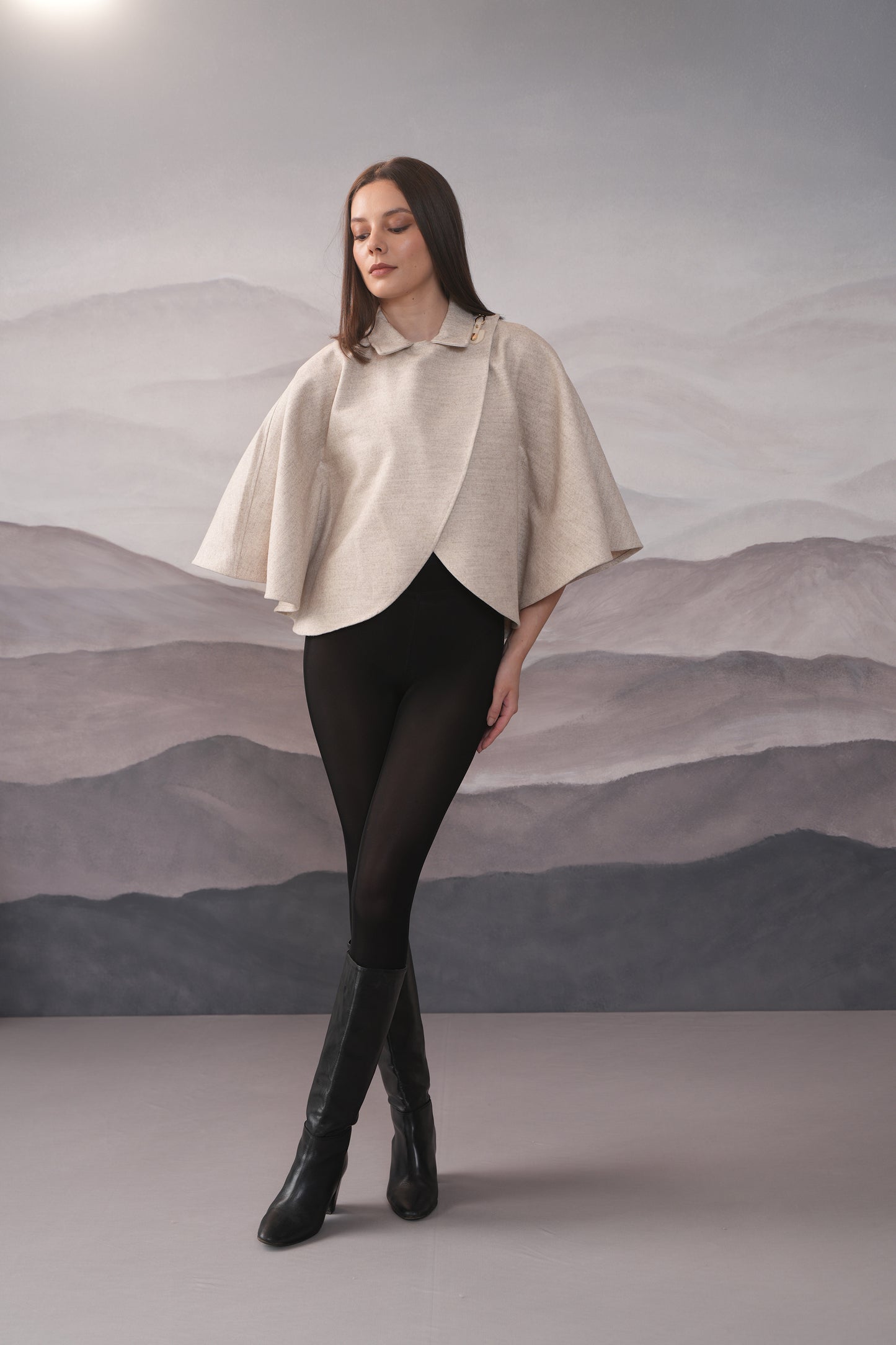 Oslo Cream Wool Cape