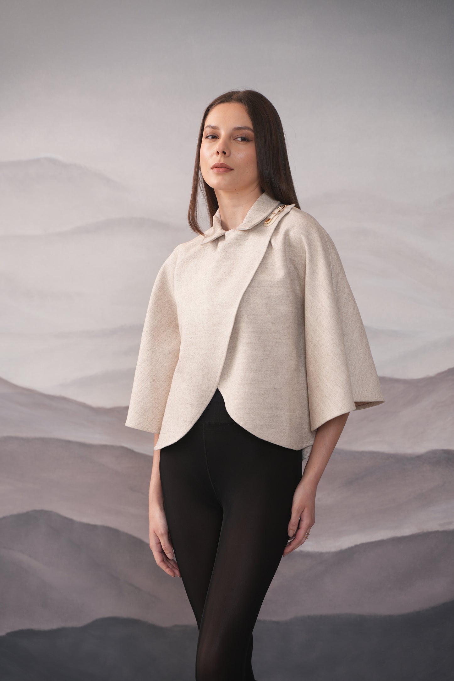 Oslo Cream Wool Cape