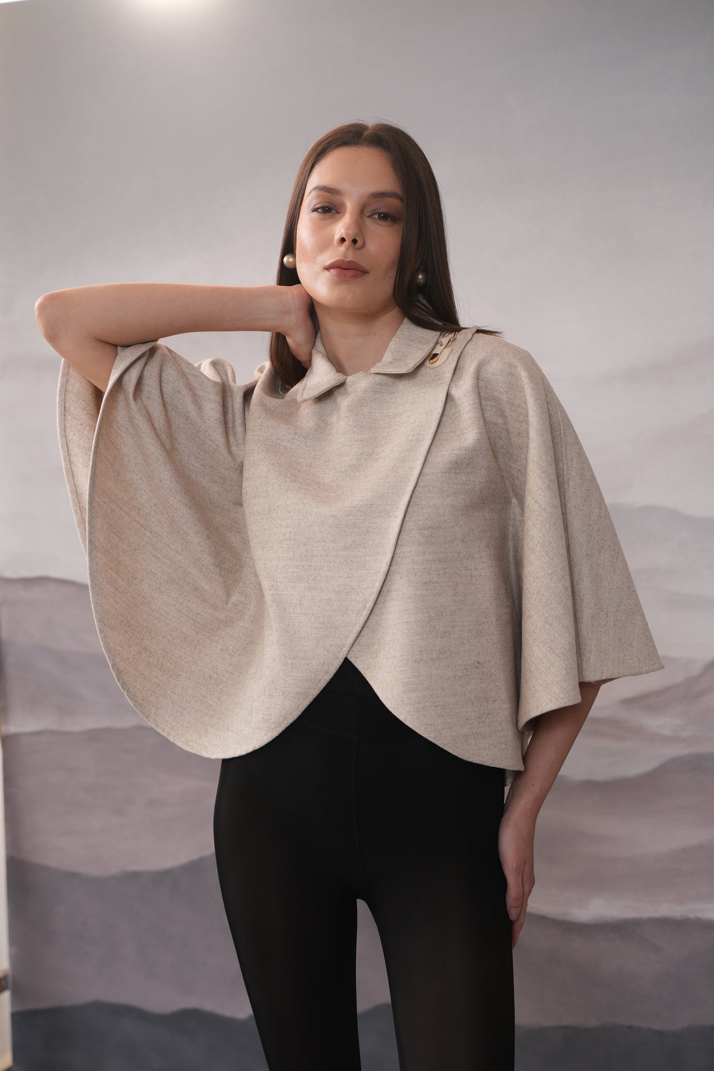 Oslo Cream Wool Cape