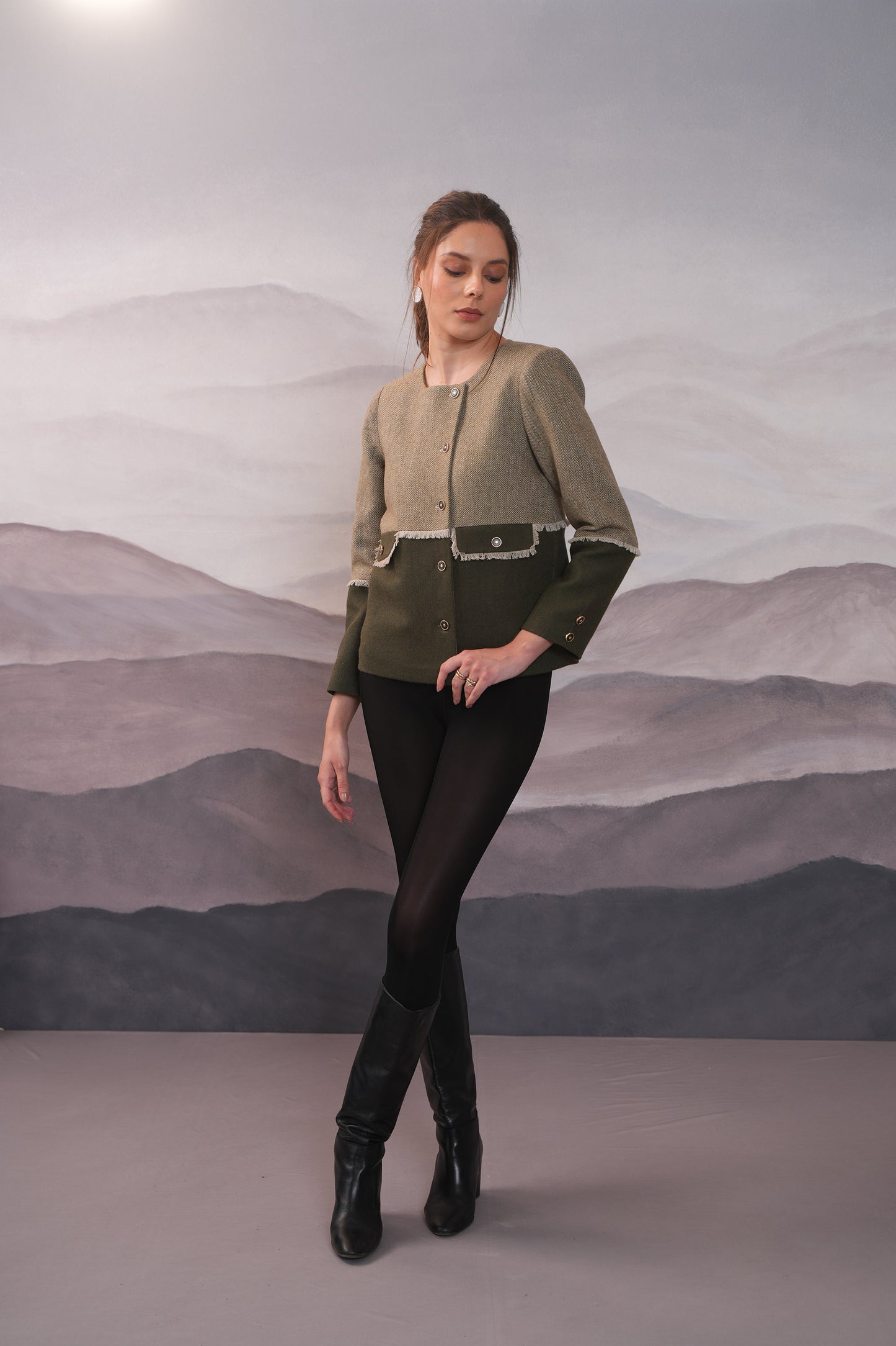 Camille Olive 2 Tone Coat