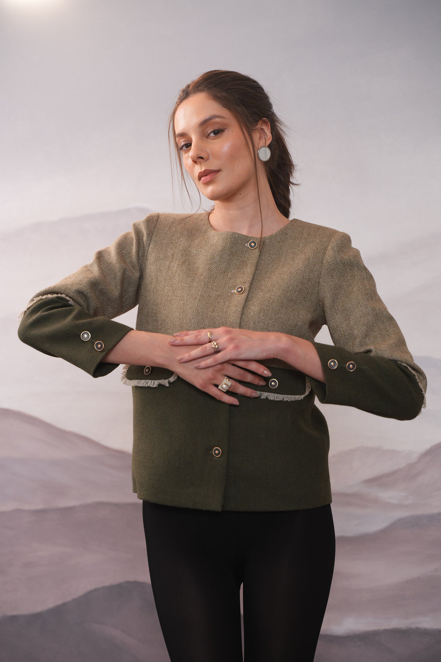 Camille Olive 2 Tone Coat