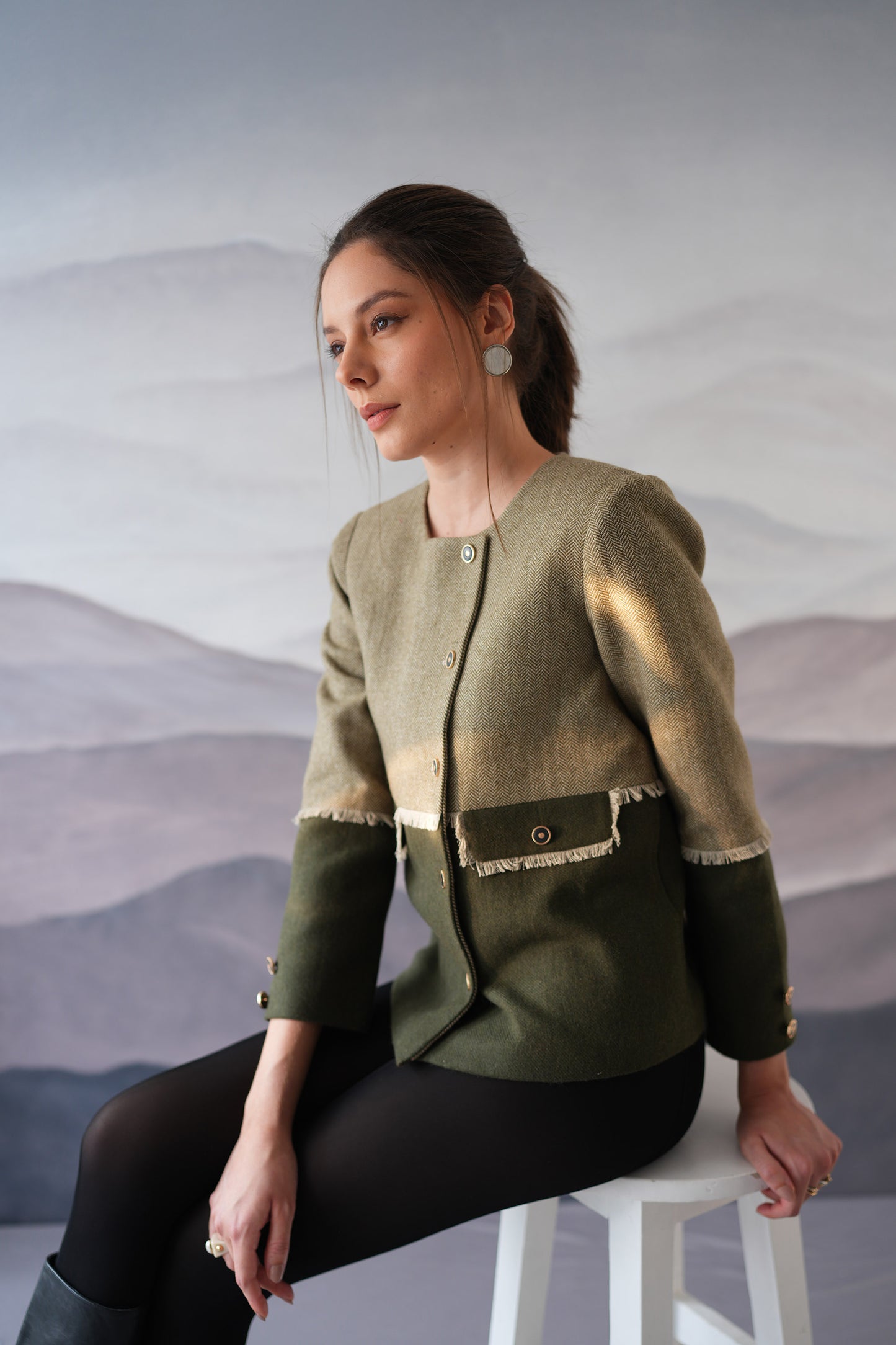 Camille Olive 2 Tone Coat