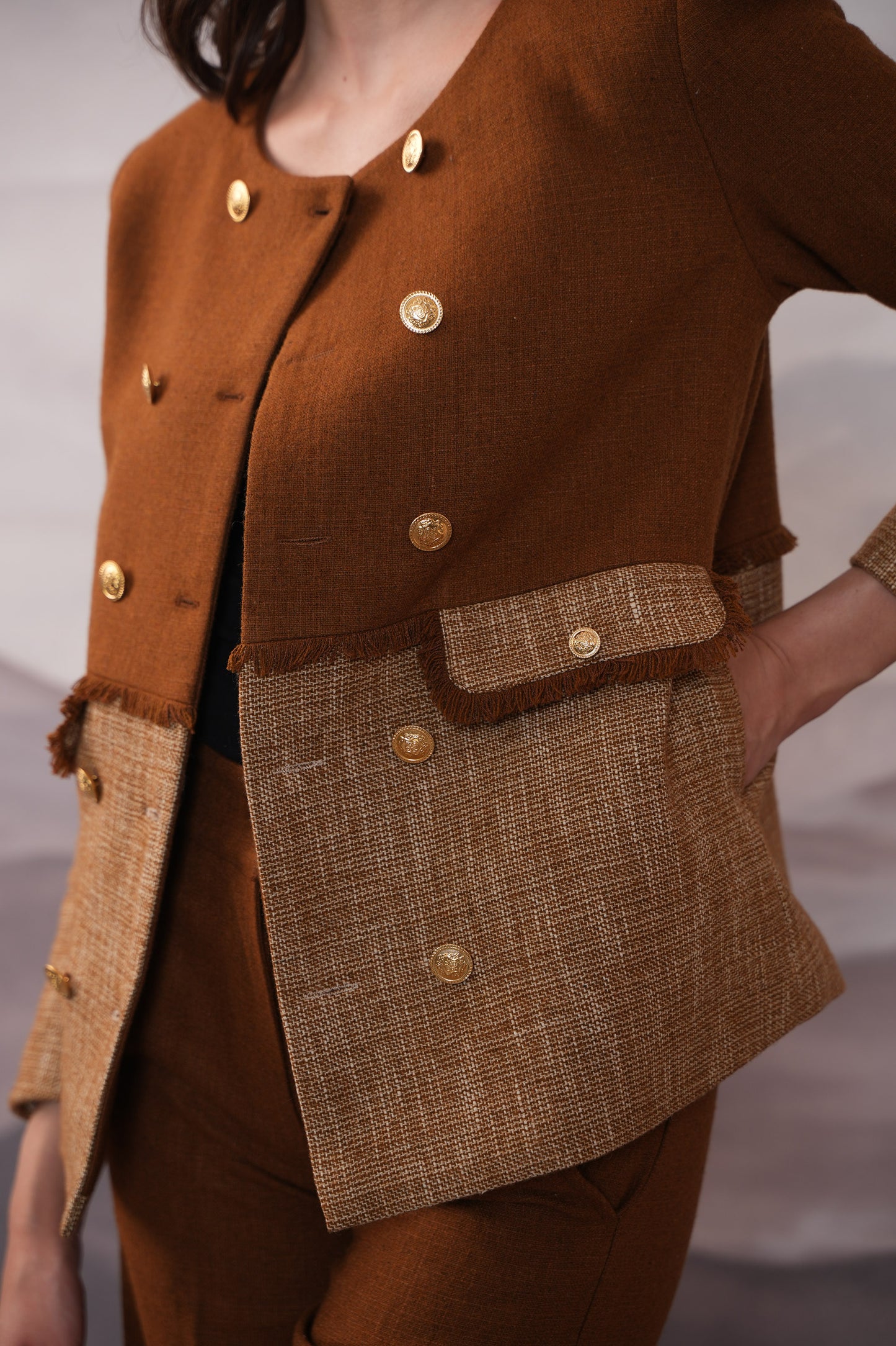 Marie  Mustard 2 Tone Coat